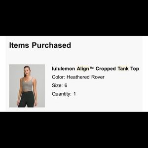 Align crop tank heathered rover